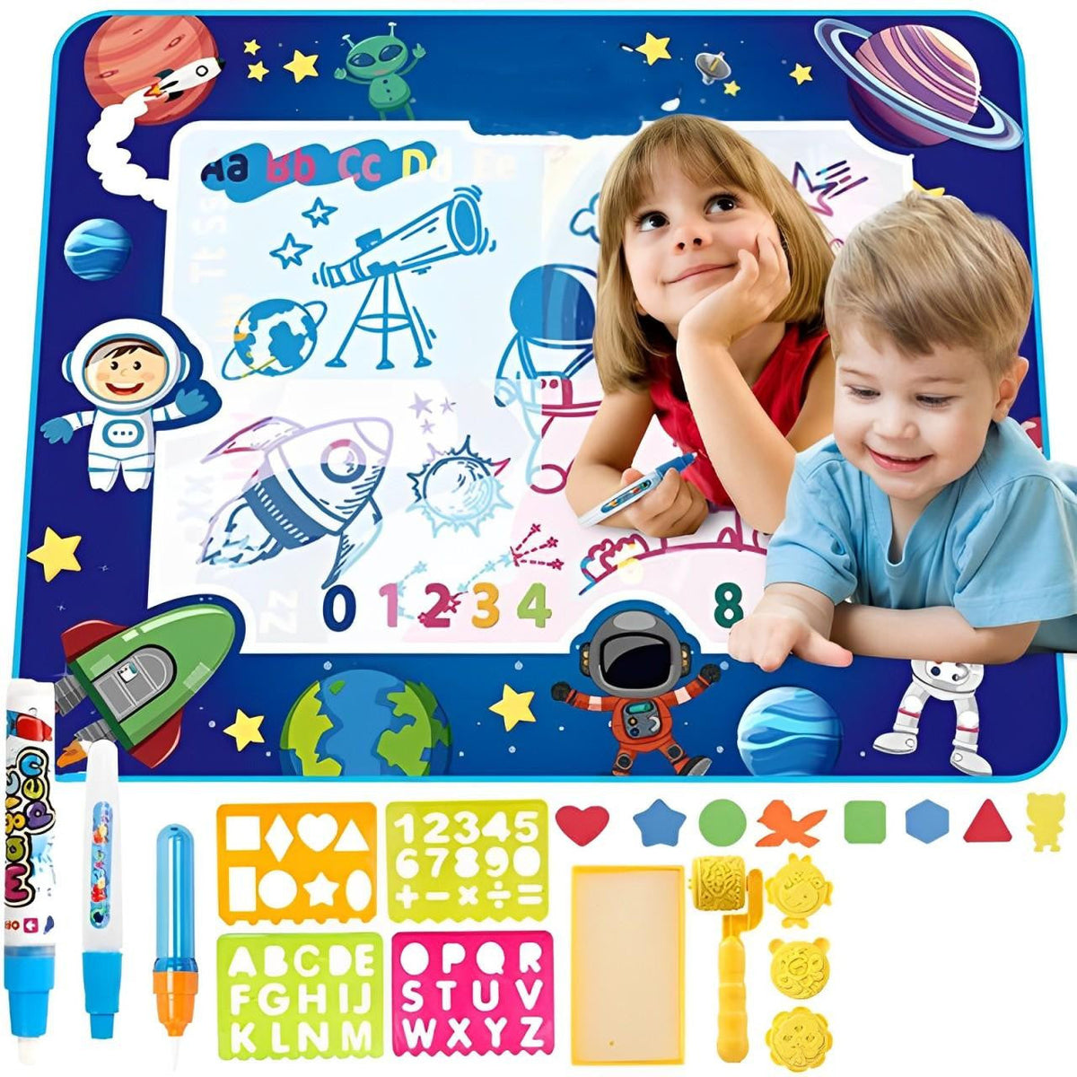 Water Drawing Mat with Educational Border and Accessories