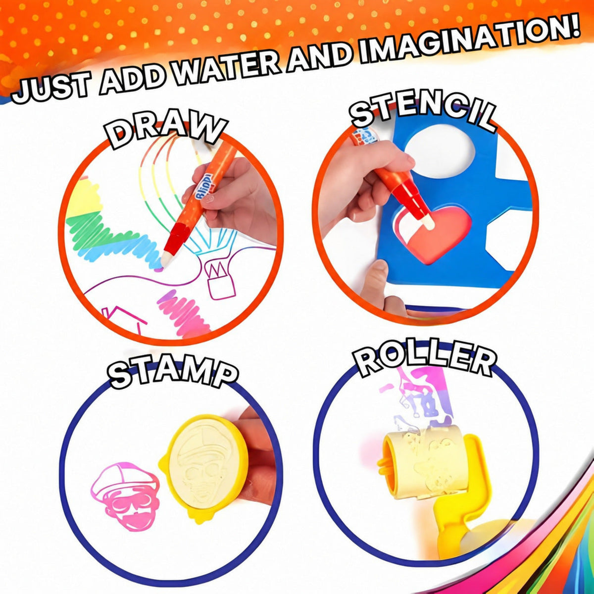 Water Drawing Mat with Educational Border and Accessories