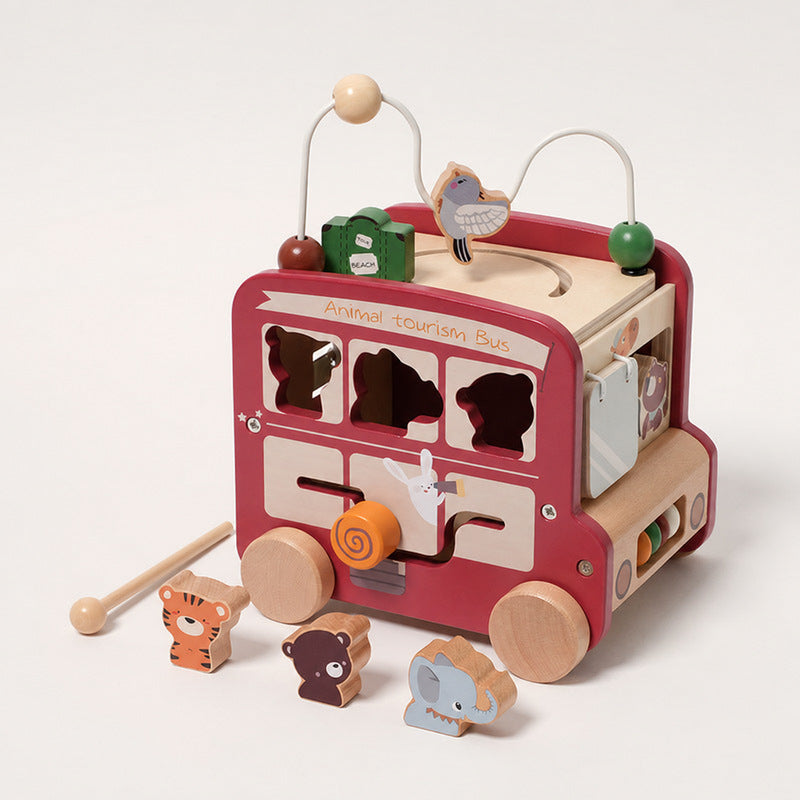 Wooden Activity Bus with Shape Sorter and Xylophone