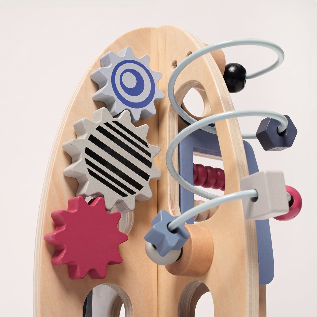 Wooden Activity Rocket with Gears, Maze & Bead Counters