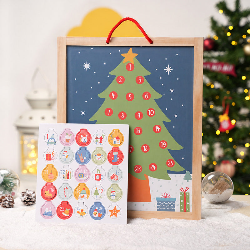Wooden Advent Calendar with Ornament Countdown Display