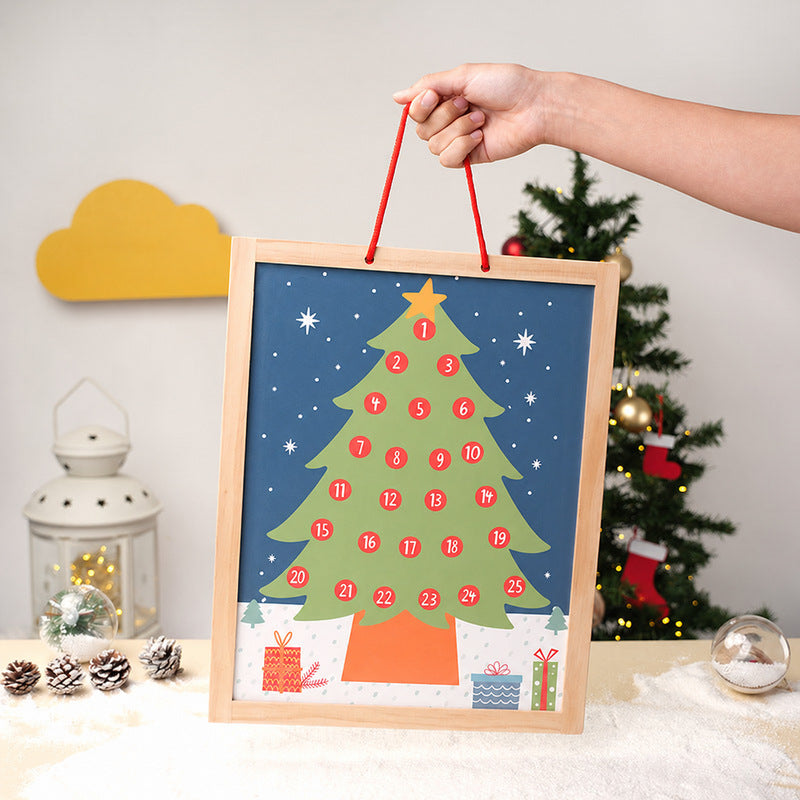 Wooden Advent Calendar with Ornament Countdown Display