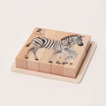 Wooden Animal Puzzle with Rotating Cubes and Letter Learning