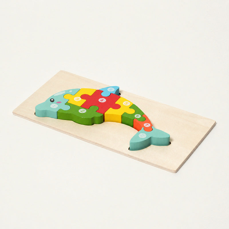 Wooden Animal Puzzles with Numbered Pieces, 4-Pack Set
