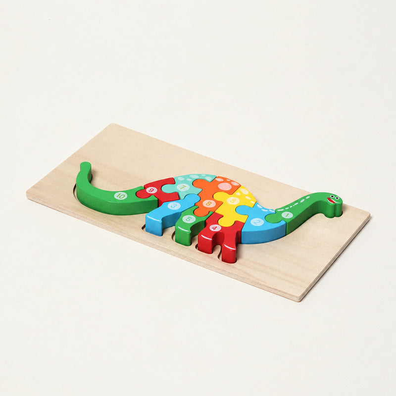 Wooden Animal Puzzles with Numbered Pieces, 4-Pack Set