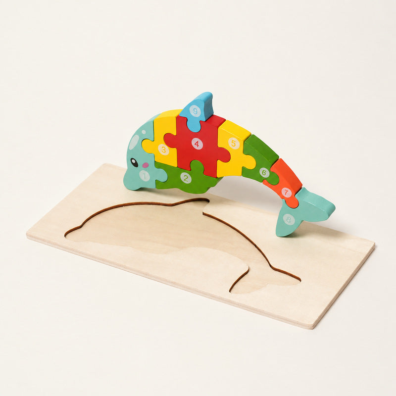 Wooden Animal Puzzles with Numbered Pieces, 4-Pack Set