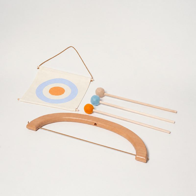 Wooden Bow and Arrow Toy with Soft-Tip Arrows and Target
