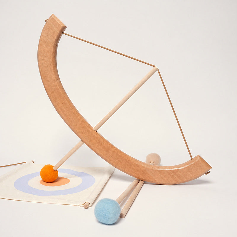 Wooden Bow and Arrow Toy with Soft-Tip Arrows and Target