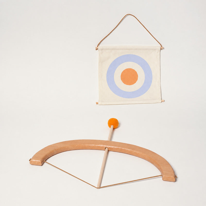 Wooden Bow and Arrow Toy with Soft-Tip Arrows and Target