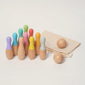 Wooden Bowling Set with 10 Colorful Pins and Carry Bag