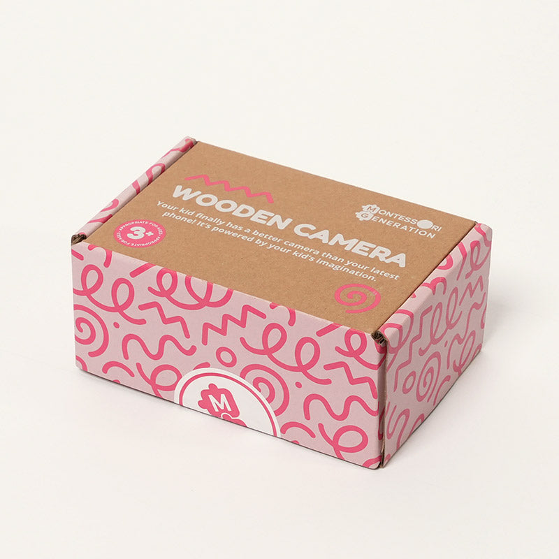 Wooden Toy Camera with Strap, Pretend Play Photography