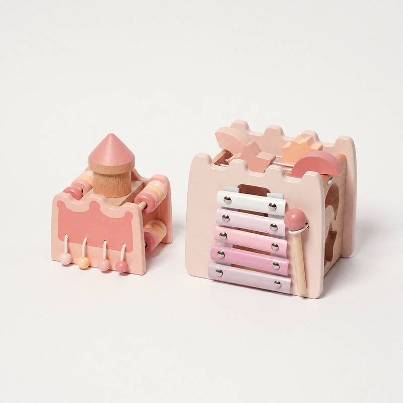 Wooden Castle Activity Toy with Xylophone and Shape Sorter