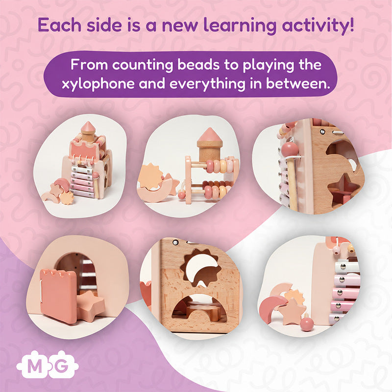 Wooden Castle Activity Toy with Xylophone and Shape Sorter