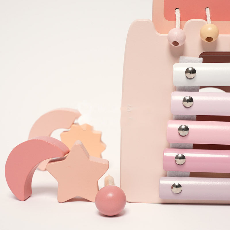 Wooden Castle Activity Toy with Xylophone and Shape Sorter