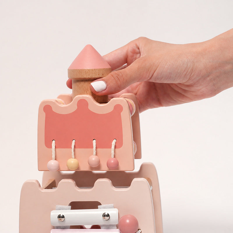 Wooden Castle Activity Toy with Xylophone and Shape Sorter