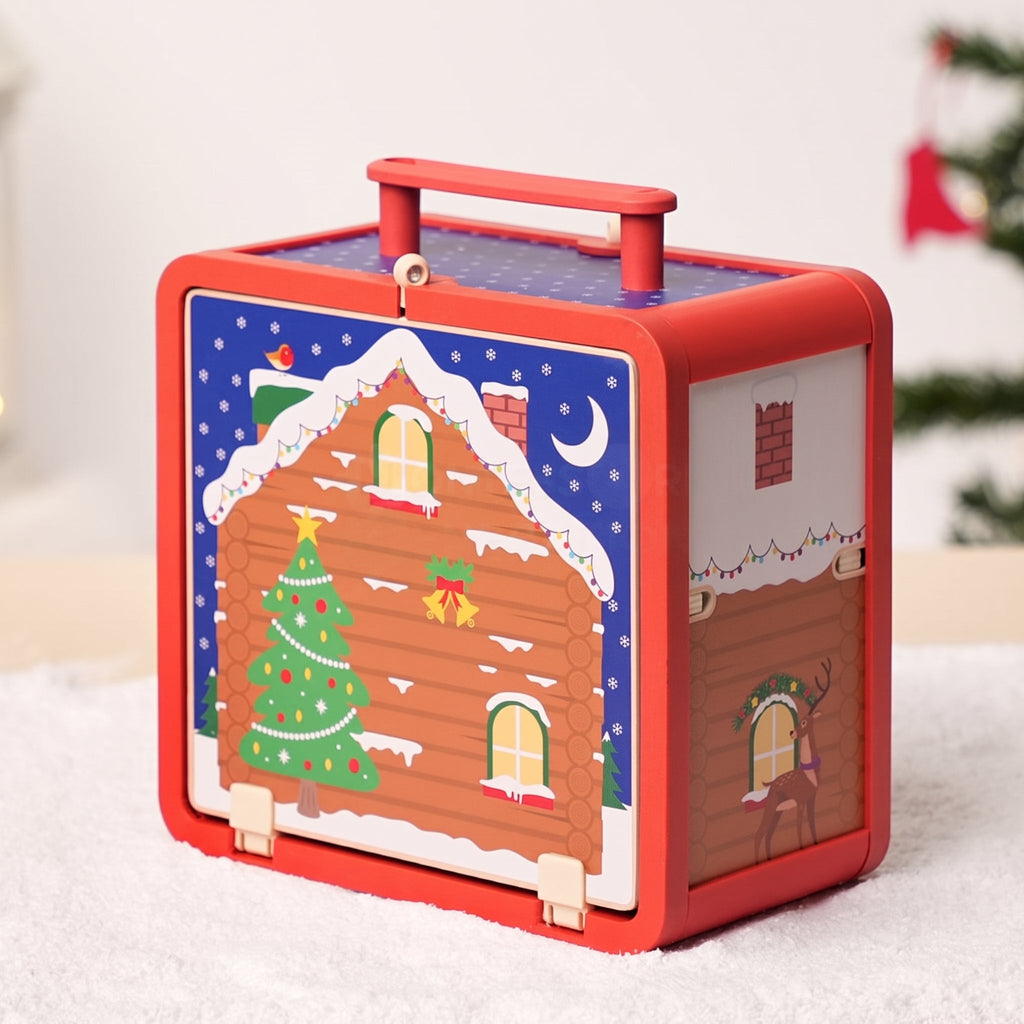 Wooden Christmas Dollhouse with Figurines