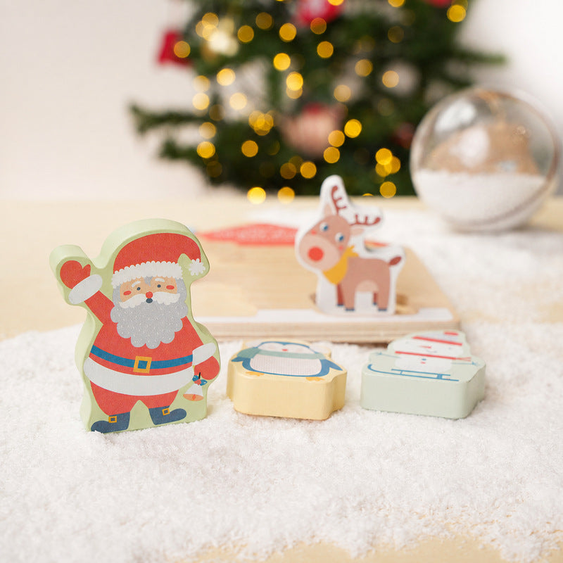 Wooden Christmas Toy Set with Tree, Reindeer & Figurines
