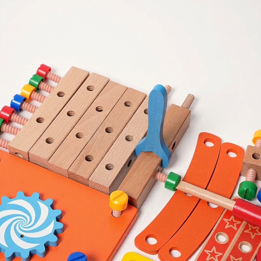 Wooden Construction Toy Chair with Tools and Screws