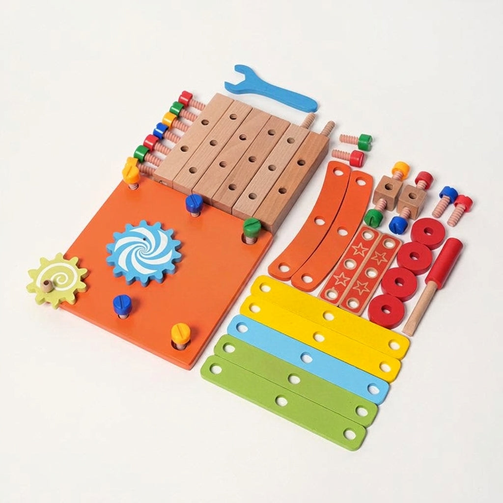 Wooden Construction Toy Chair with Tools and Screws