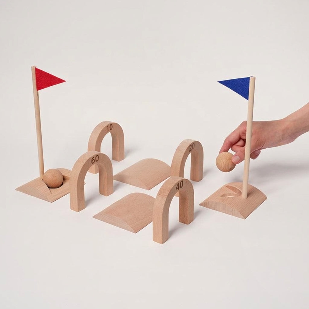 Wooden Croquet Set for Kids with 6 Scoring Arches