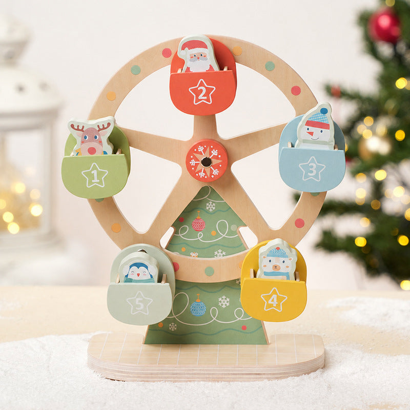 Wooden Ferris Wheel Toy with Christmas Figurines