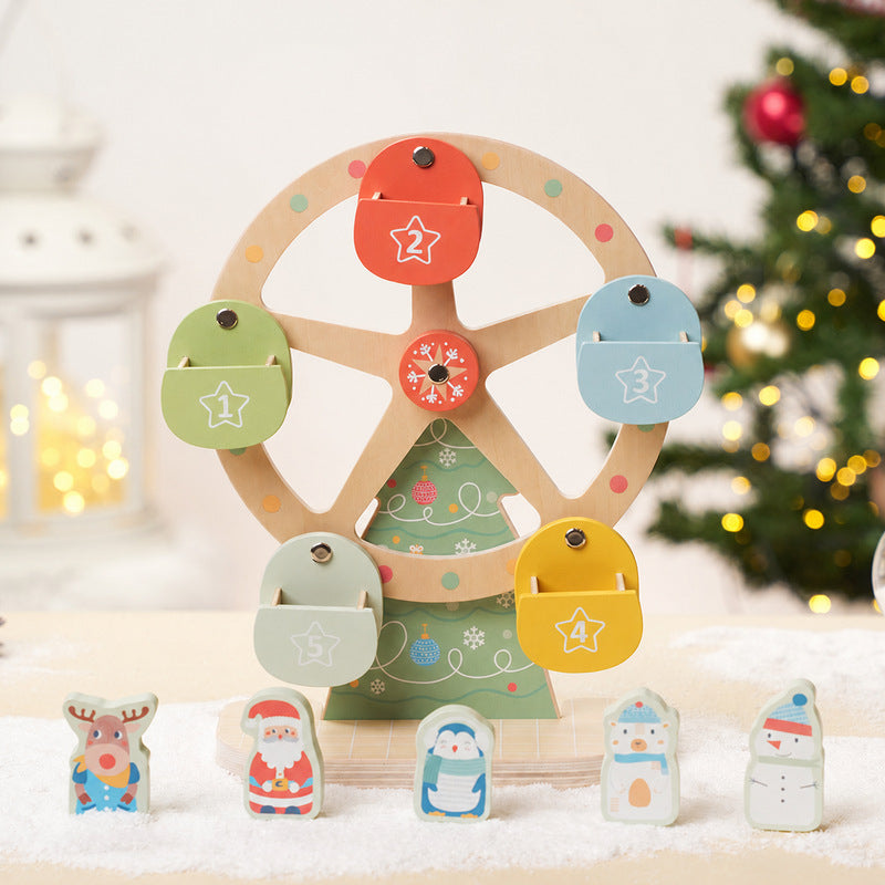 Wooden Ferris Wheel Toy with Christmas Figurines