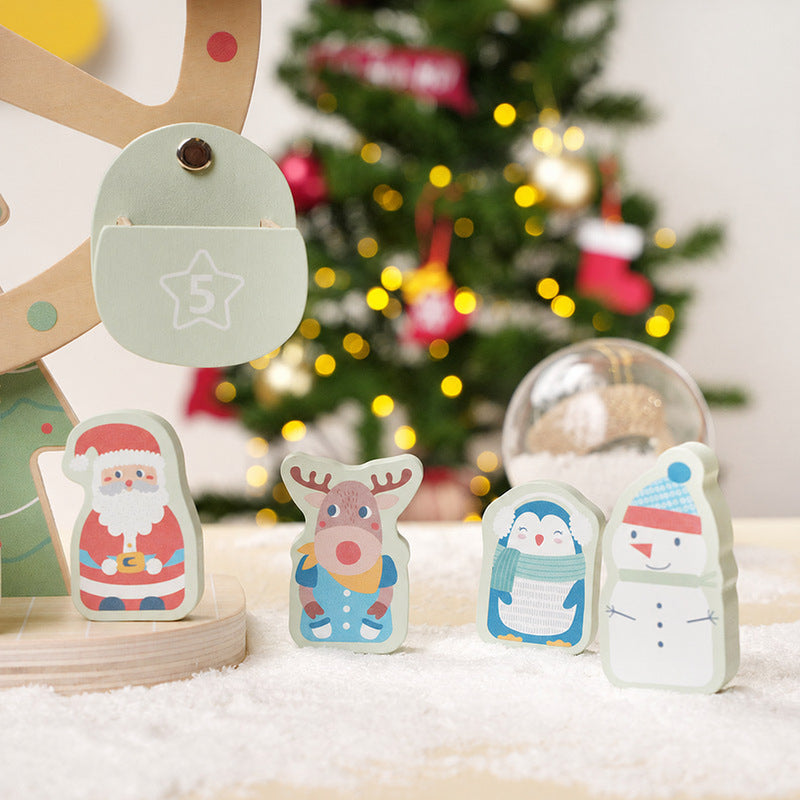 Wooden Ferris Wheel Toy with Christmas Figurines