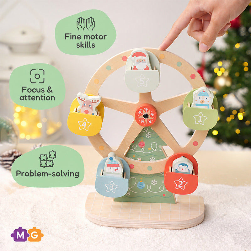 Wooden Ferris Wheel Toy with Christmas Figurines