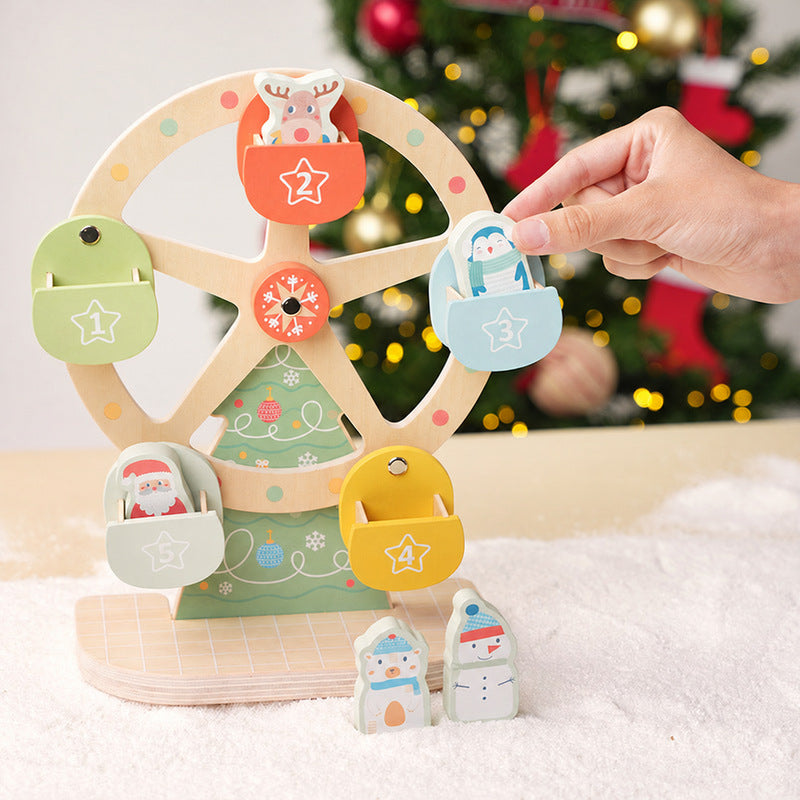 Wooden Ferris Wheel Toy with Christmas Figurines