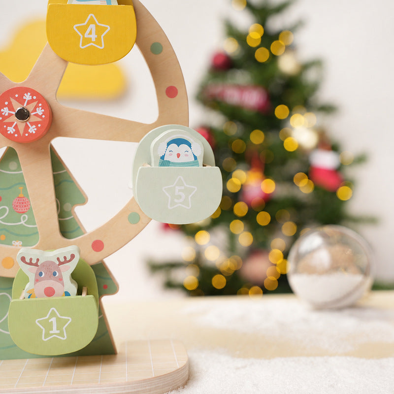 Wooden Ferris Wheel Toy with Christmas Figurines