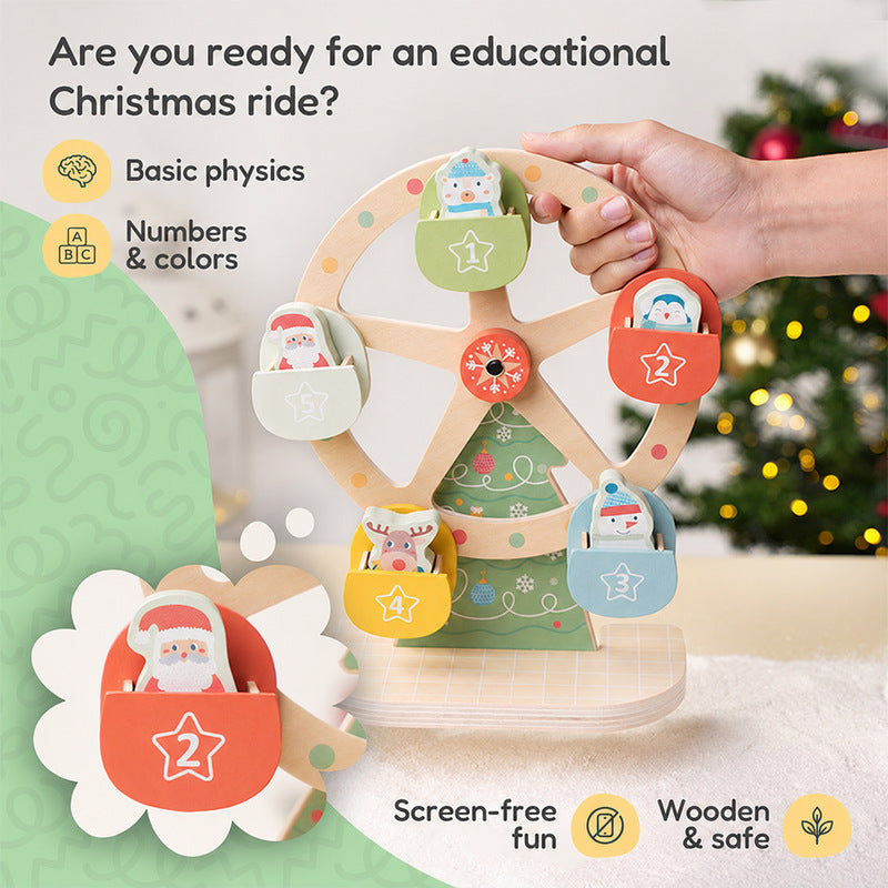 Wooden Ferris Wheel Toy with Christmas Figurines
