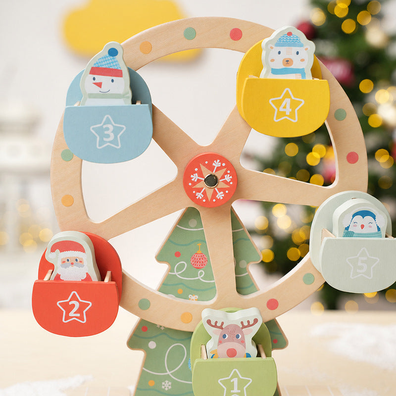 Wooden Ferris Wheel Toy with Christmas Figurines