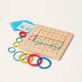 Wooden Geoboard with Rubber Bands and Pattern Cards