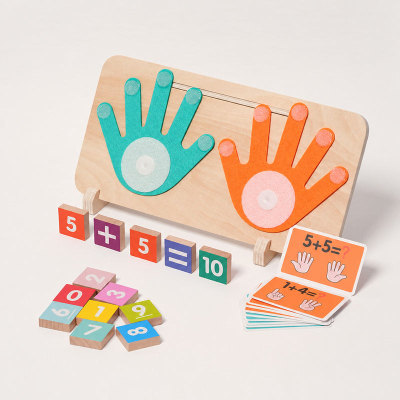 Wooden Math Learning Toy with Hand Counting for Kids