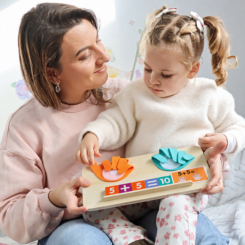 Wooden Math Learning Toy with Hand Counting for Kids