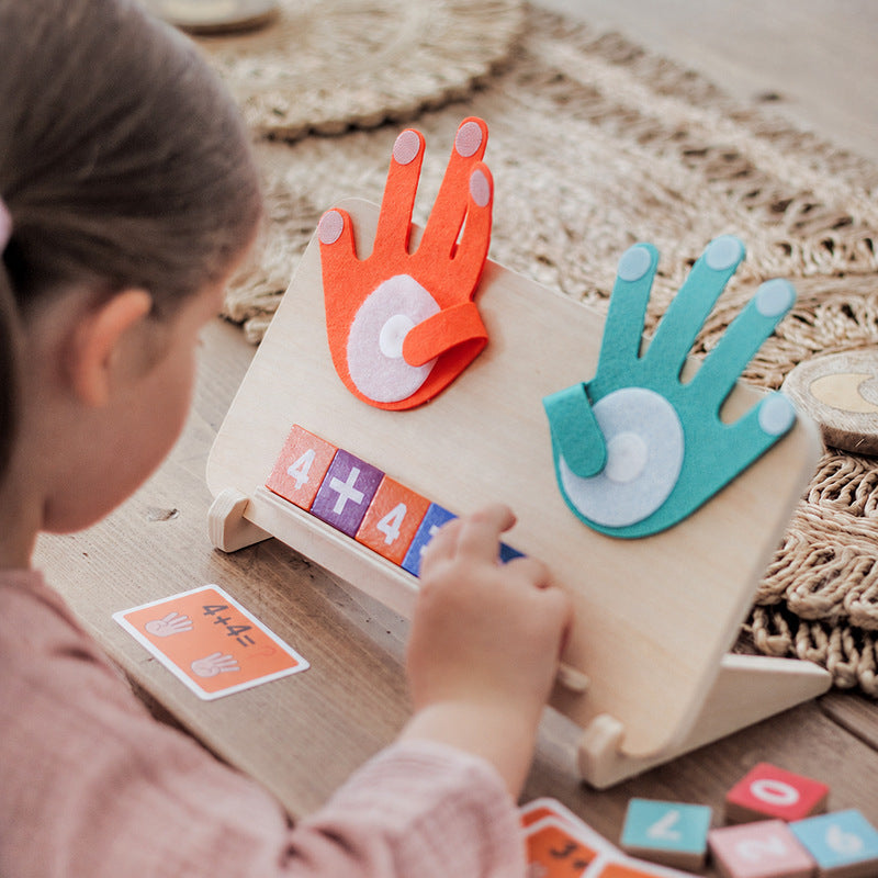 Wooden Math Learning Toy with Hand Counting for Kids