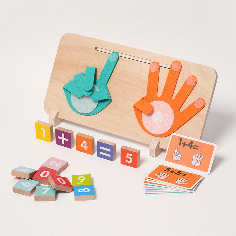 Wooden Math Learning Toy with Hand Counting for Kids