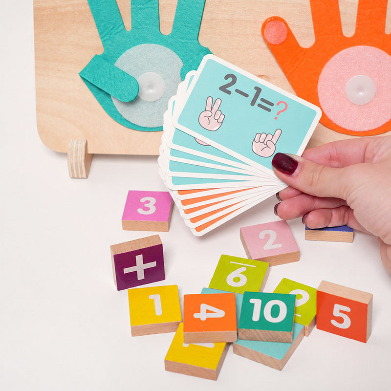 Wooden Math Learning Toy with Hand Counting for Kids