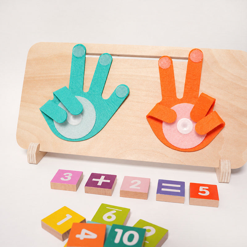 Wooden Math Learning Toy with Hand Counting for Kids
