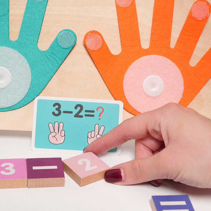Wooden Math Learning Toy with Hand Counting for Kids