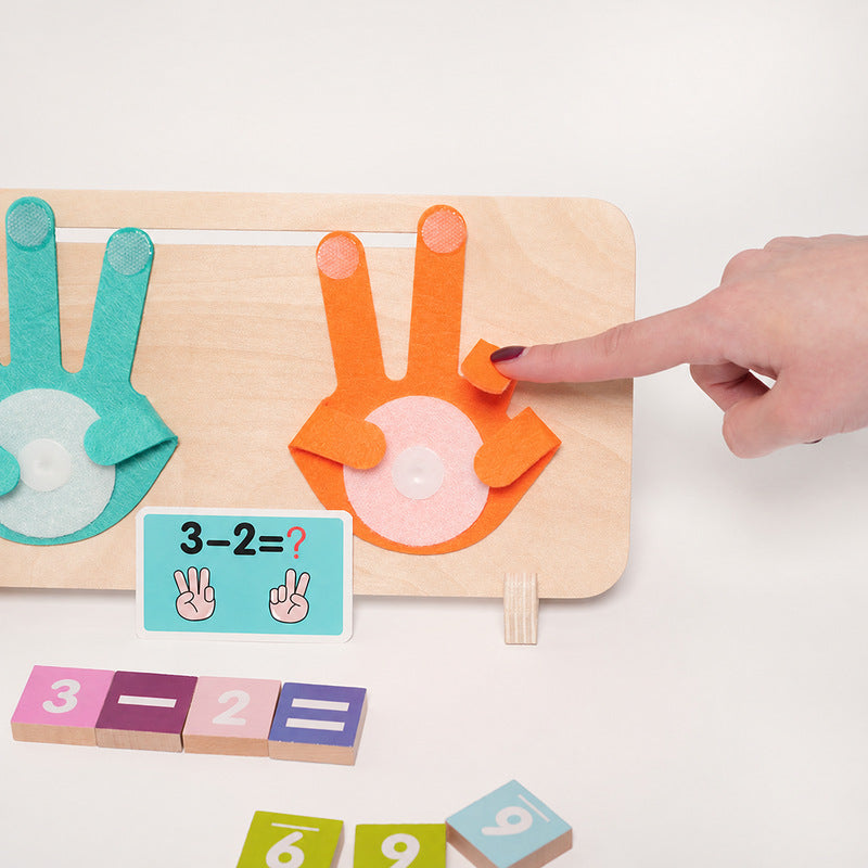 Wooden Math Learning Toy with Hand Counting for Kids