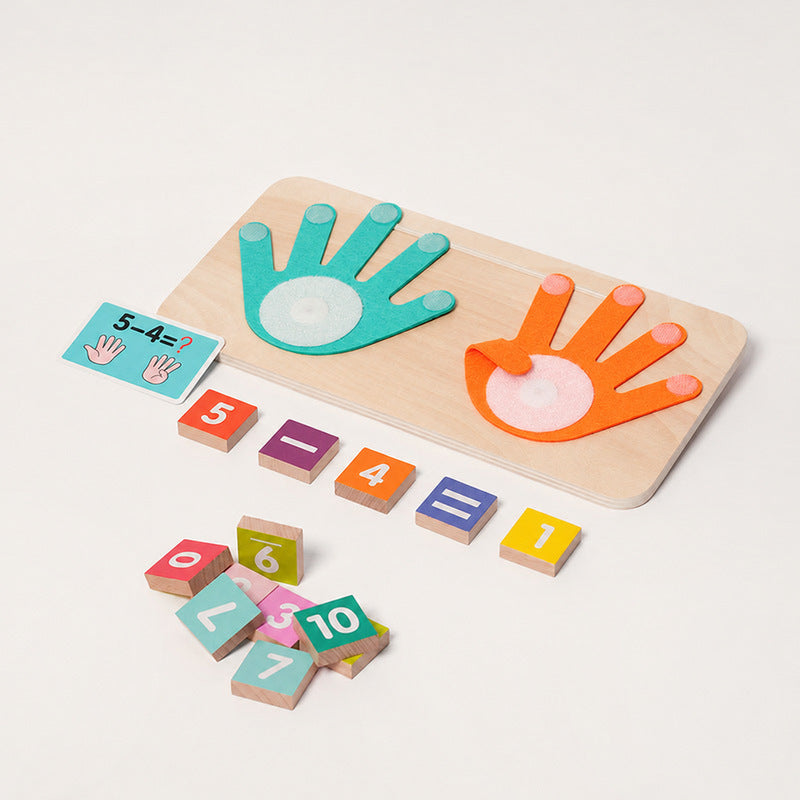 Wooden Math Learning Toy with Hand Counting for Kids