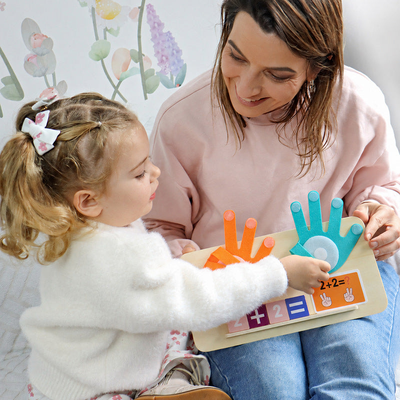 Wooden Math Learning Toy with Hand Counting for Kids