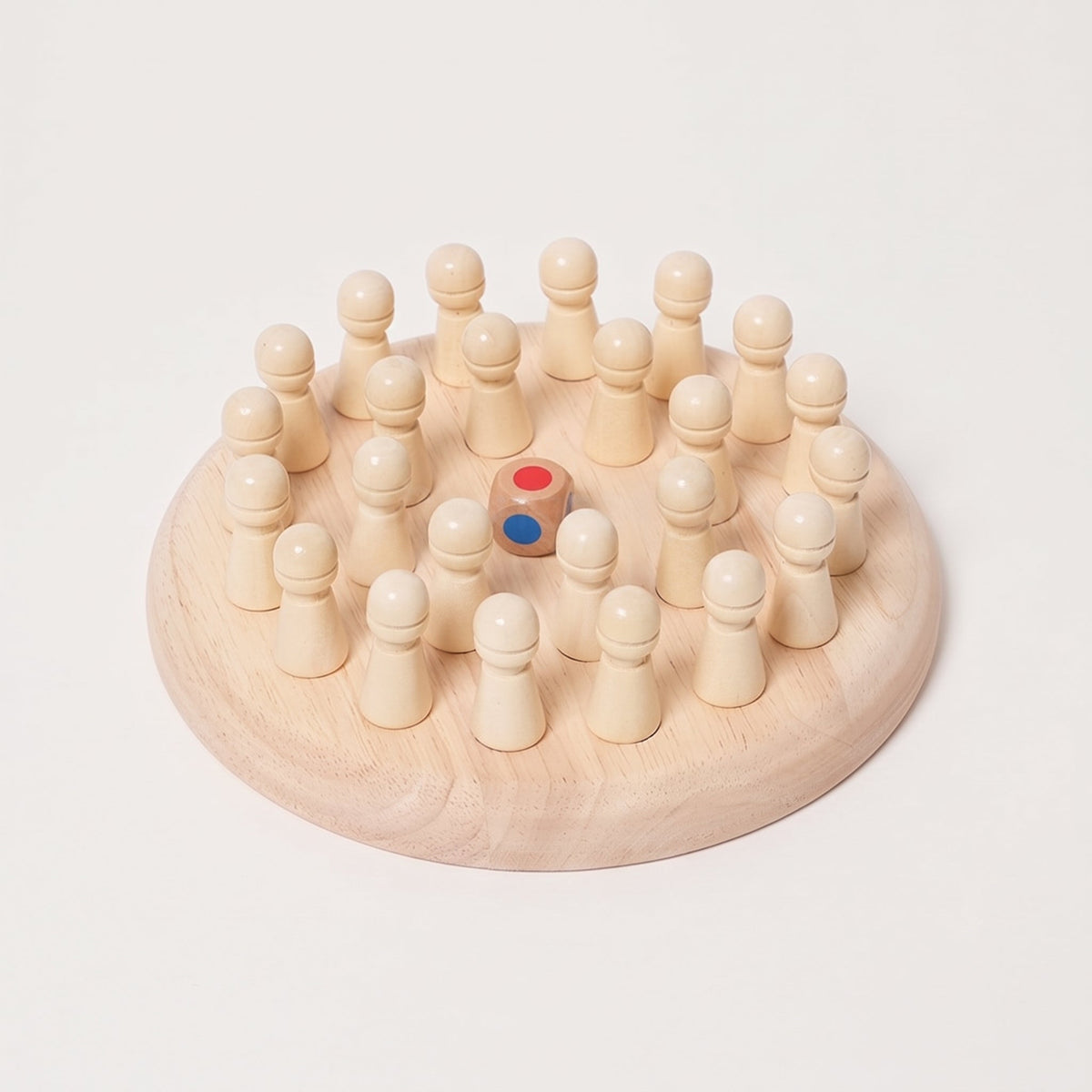 Wooden Memory Game with Colored Pegs and Dice