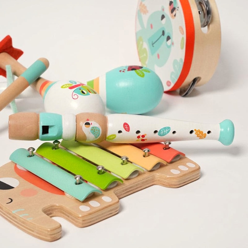 Wooden Music Set, 5 Instruments with Storage Tray