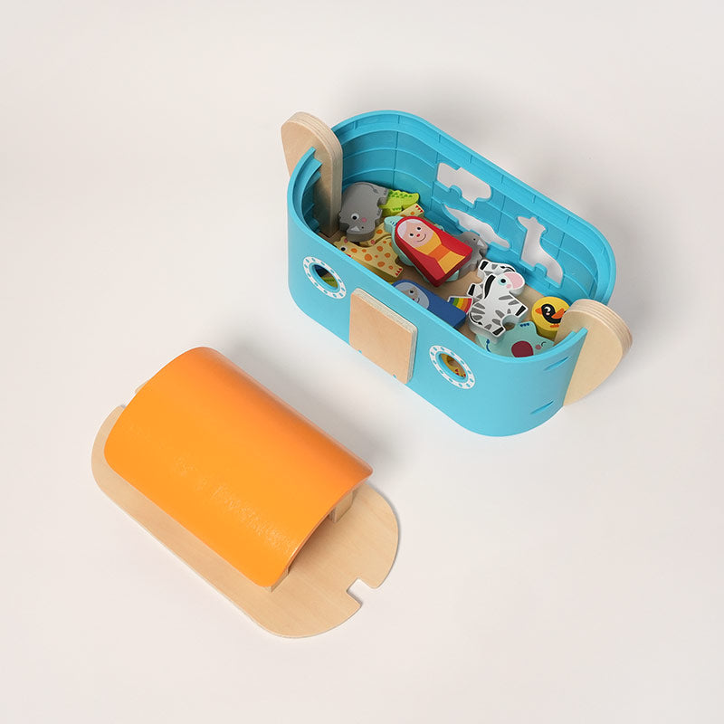 Wooden Noah's Ark Toy with Animals and Storybook