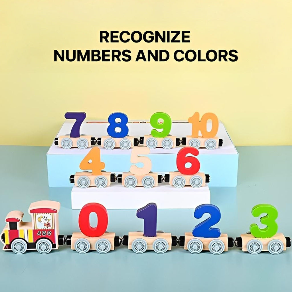 Wooden Number Train with Magnetic Connectors