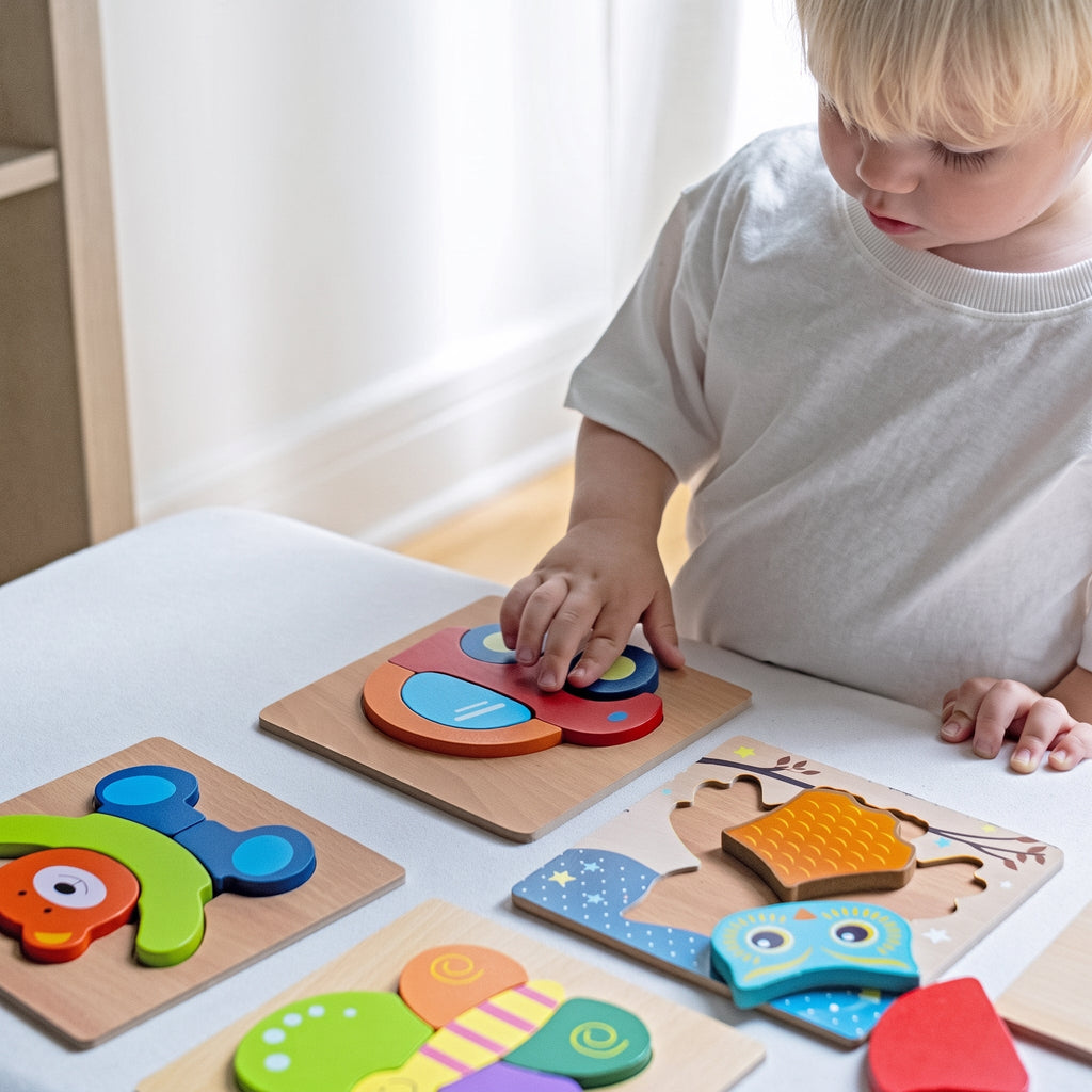 Wooden Owl Puzzle Set with Night Sky Theme
