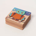 Wooden Owl Puzzle Set with Night Sky Theme
