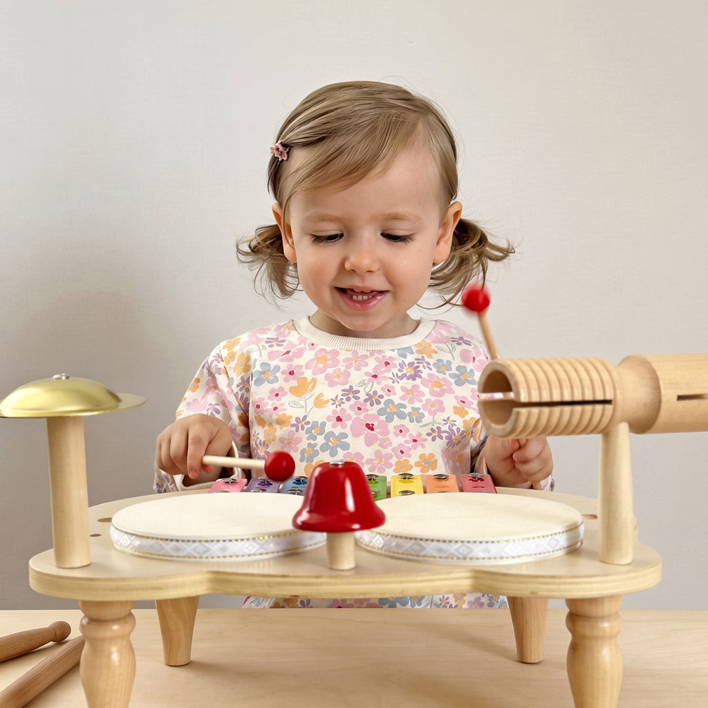 Wooden Percussion Set with Xylophone and Drums